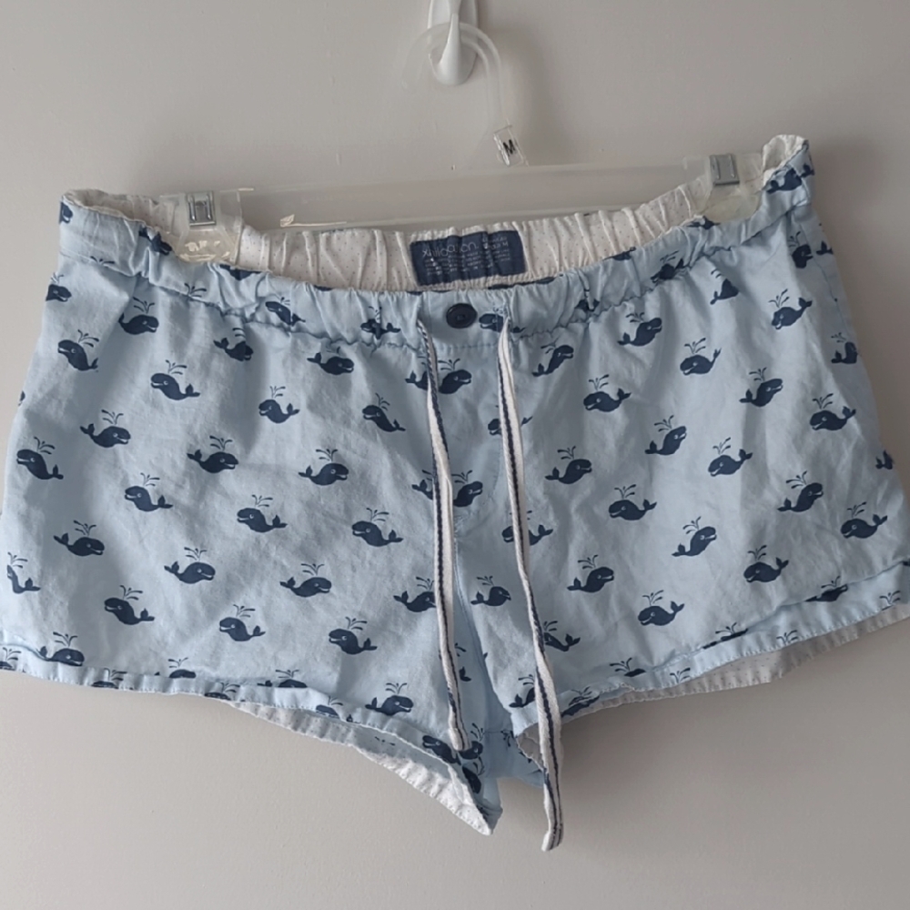 Xhilaration Light Blue Whale Print High Waist Womens Lounge Pajama Shorts medium